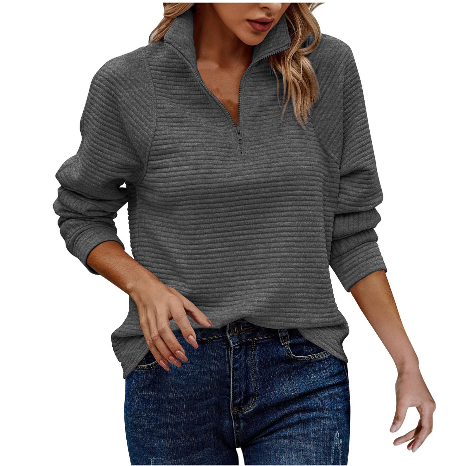 Peggy - Eleganter Pullover mit Reißverschluss und V-Ausschnitt
