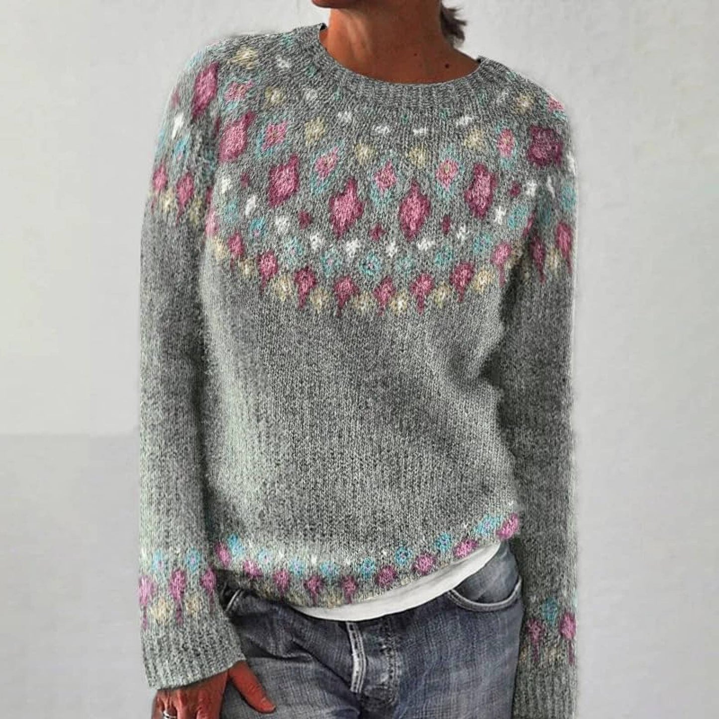 Hedwig – Schicker gemusterter Strickpullover