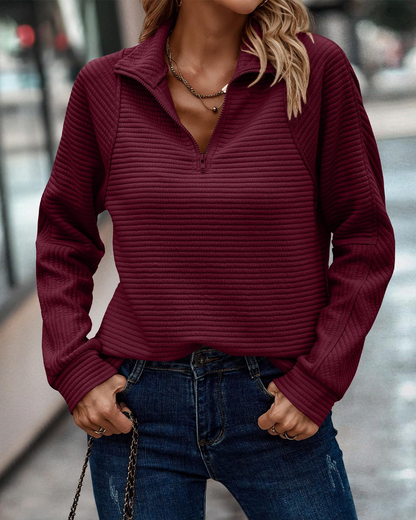 Peggy - Eleganter Pullover mit Reißverschluss und V-Ausschnitt