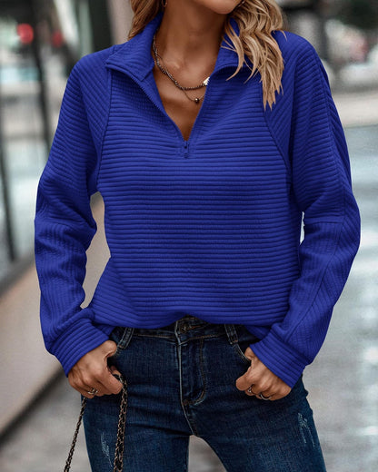 Peggy - Eleganter Pullover mit Reißverschluss und V-Ausschnitt
