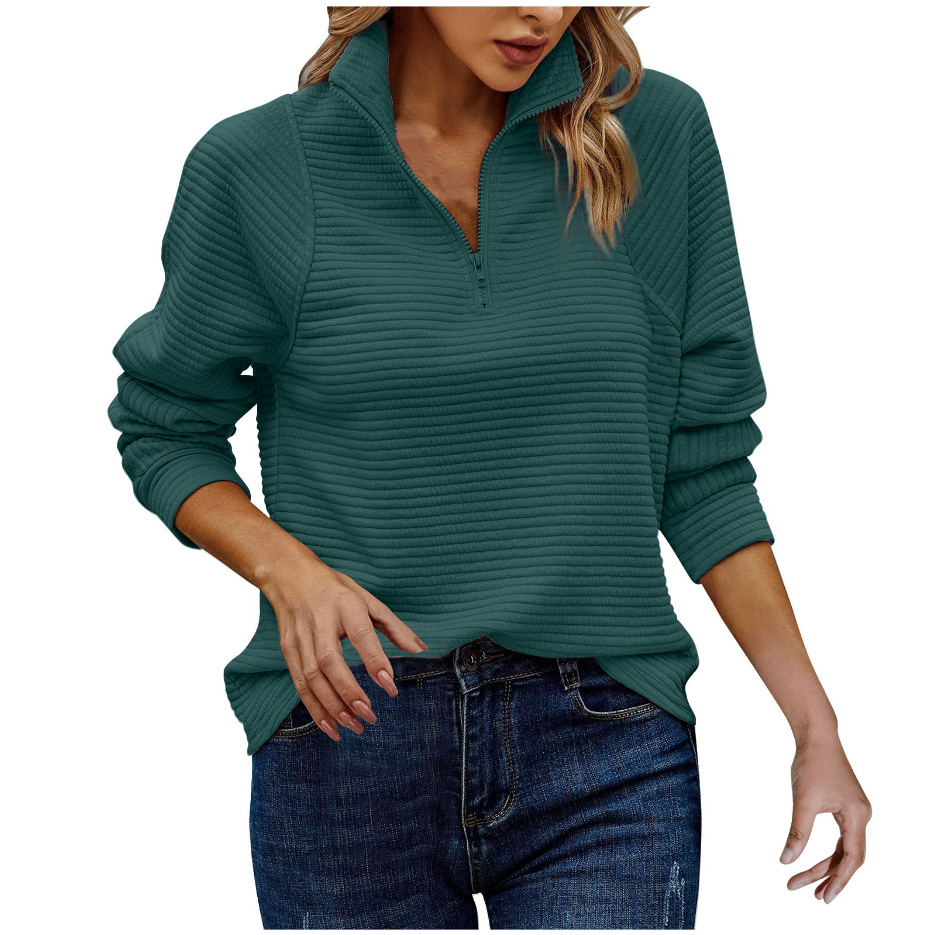 Peggy - Eleganter Pullover mit Reißverschluss und V-Ausschnitt