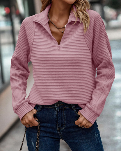 Peggy - Eleganter Pullover mit Reißverschluss und V-Ausschnitt